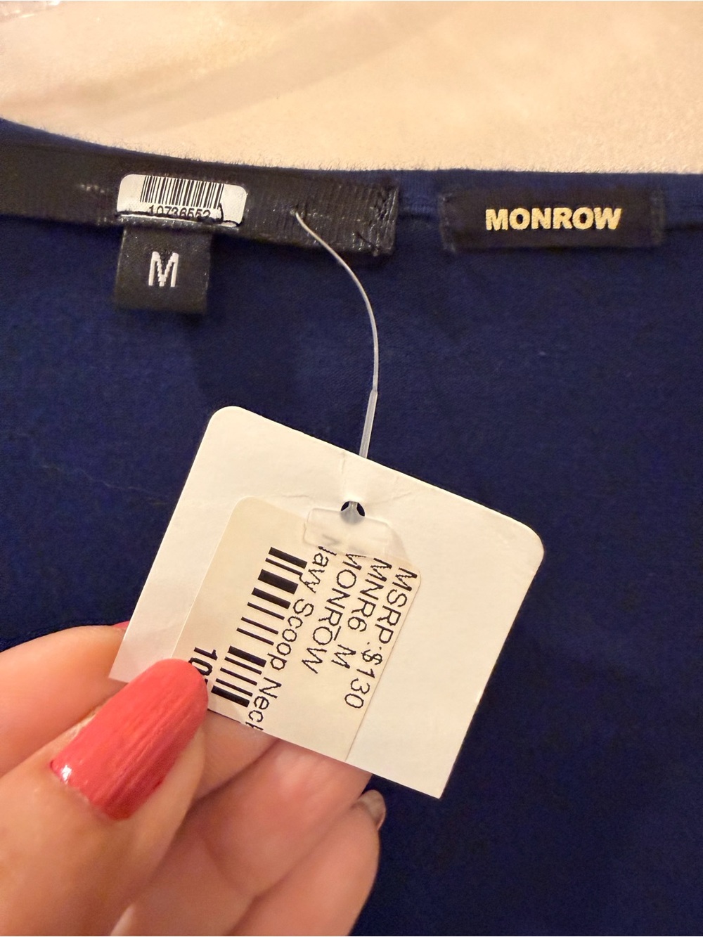 Monrow Navy Scoop-Neck Long Cotton Sleeve Sheath Dress, NWOT, Sz M - Picture 11 of 16